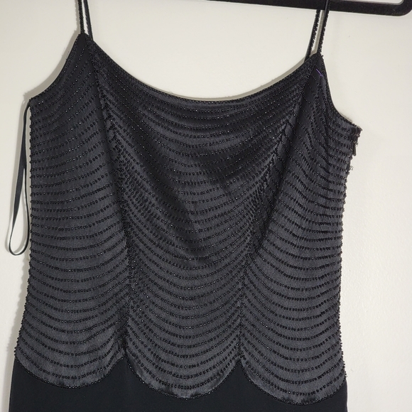 Vtg Cache Black Sequin Beaded Evening Dress Formal Gown Size 2 Scalloped Gatsby - Picture 8 of 14